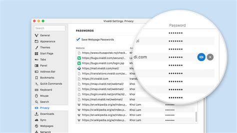Manage passwords .